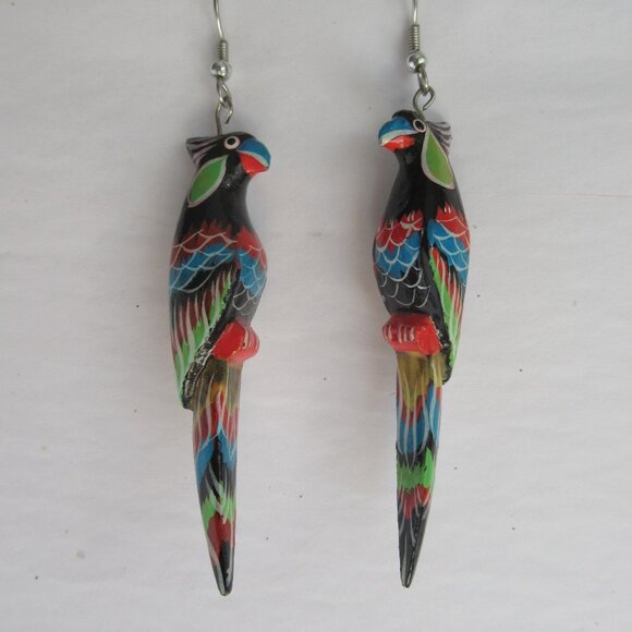 Parrot Earrings, Handmade, Vintage, 80s - Picture 4 of 7